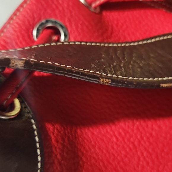 Dooney & Bourke All Weather Red Pebbled Leather Large Bucket Bag
